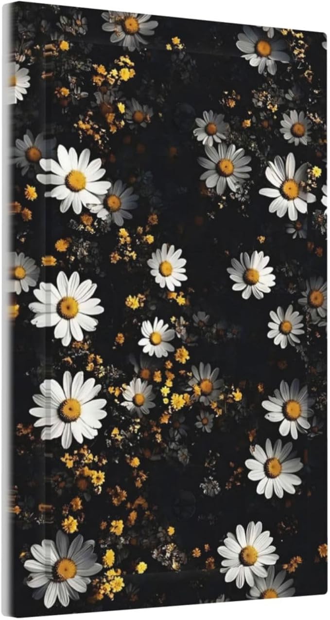 White Black Daisy Wildflower Modern Chrysanthemum Light Switch Cover Plate 1 Gang No Device Blank Electrical Wall Plates Faceplate Decorative Switch Plate Covers for Bedroom Farmhouse Decor