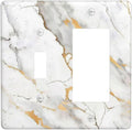 Outlet Covers Marbling Style White Background Gold Gray Stripes 1 Toggle 1 Rocker Combination Decorative Wall Plate Electrical Switch Plates Light Switch Cover Plate For Bathroom Kitchen