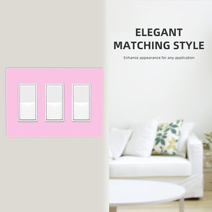 Purple 3 Gang Triple Rocker/Decorator Light Switch Wall Plate Cover Decorative GFCI Electrical Faceplate Switchplate Dimmer