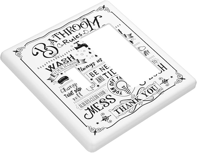 Bathroom Wash Inspirational Quote 2 Gang Single Toggle/Rocker Combination Light Switch Cover Decorative Wall Plate Cover Electrical Faceplate Art Decor