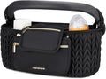 mommore Stroller Organizer with Insulated Cup Holders, Adjustable Stroller Caddy with Detachable Phone Bag, Stroller Accessories Fits for Uppababy, Doona, Jogger, Britax (Black)