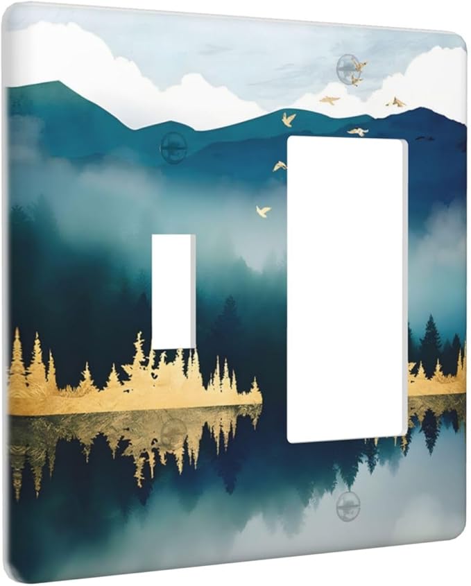 Mountains Landscape Lake Bird Reflection Outlet Covers 1 Toggle 1 Rocker Combination Decorative Wall Plate Electrical Switch Plates Light Switch Cover Plate for Bedroom Living Room Decor