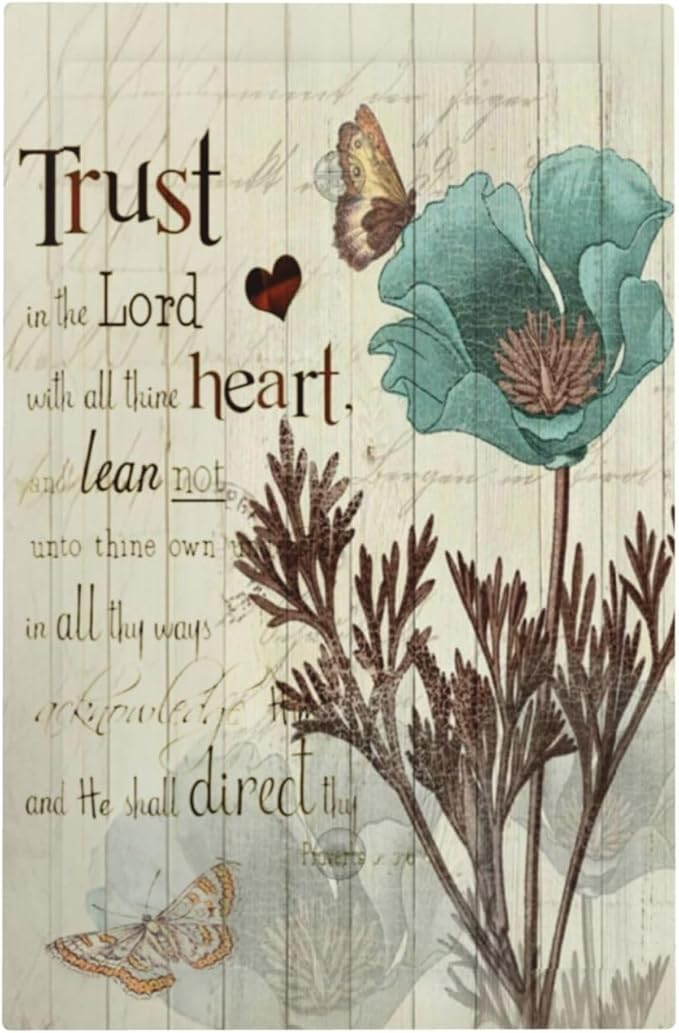 Rustic Elegant Teal Tulip Bible Inspirational Quote Light Switch Cover Plate 1 Gang No Device Blank Electrical Wall Plates Faceplate Decorative Switch Plate Covers for Farmhouse Bedroom Decor