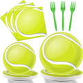 96 Pcs Tennis Party Plates Napkins Tableware Set Tennis ball Supplies Disposable Dinnerware Sports Birthday Decoration Favors for Baby Shower Brithday Party, 24 Guests