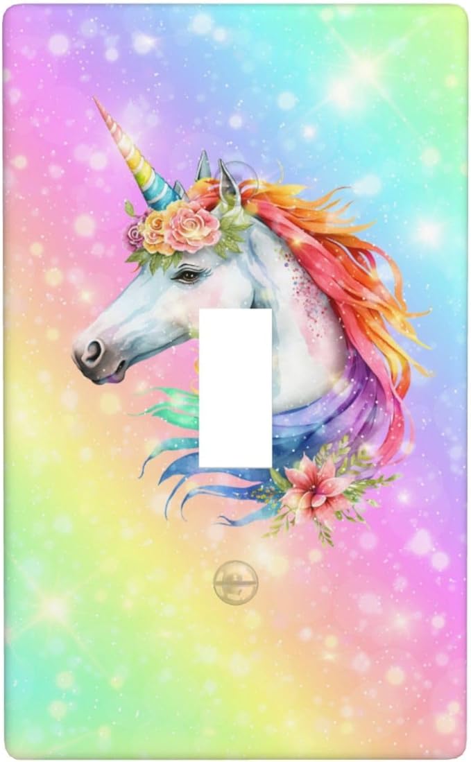 Unicorn Cute Light Switch Cover Plates Decorative Single Toggle Wall Plate, 1 Gang Lightswitch Cover