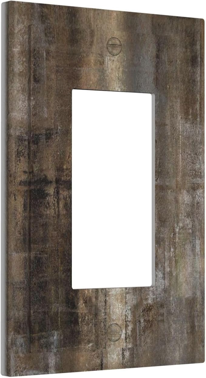 Light Switch Cover Plate Tan Brown Rustic Abstract Wood Vintage Wooden 1 Gang Outlet Covers Single Rocker Decorative Switch plates Electrical Wall Plates GFCI Receptacle for Farmhouse Home