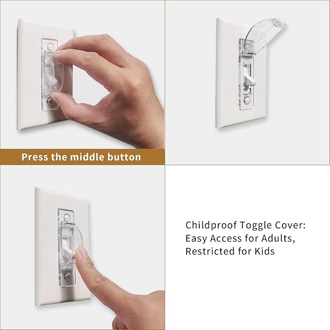 Light Switch Cover Guard, Child Proof Switch Guard 2 Pack for Toggle Switch, Prevent Kids from Turning Lights On/Off, Easy Install Wall Switch Protector（Clear）