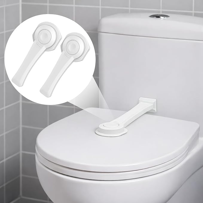 Baby Proofing Toilet Seat Locks (2-Pack) - Ideal Baby Proof Toilet Lid Locks (8.5" L x 3" W) - Easy Installation Toilet Locks Set - No Tools Required