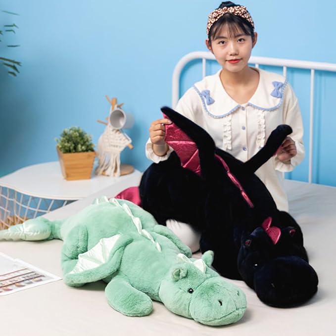 Black Weighted Stuffed Animals 10Lbs 35.4", Weighted Dragon Stuffed Animal for Kids and Adults, Heavy Weighted Stuffed Animals for Comfort and Relaxation