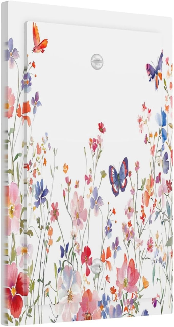 Colorful Flower Watercolor Floral Butterfly Bird Light Switch Cover Plate 1 Gang No Device Blank Electrical Wall Plates Faceplate Decorative Switch Plate Covers for Bedroom Living Room Decor
