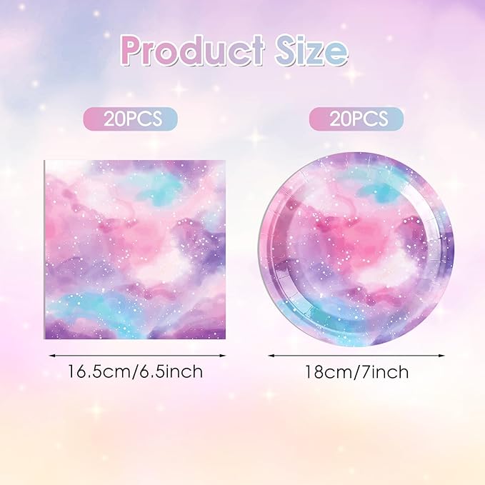 40PCS Starry Galaxy Birthday Party Decorations Galaxy Party Starry Night Supplies Tableware Set Starry Night Solar System Star Plates Napkins for Baby Shower,Disposable Birthday Table Decoration