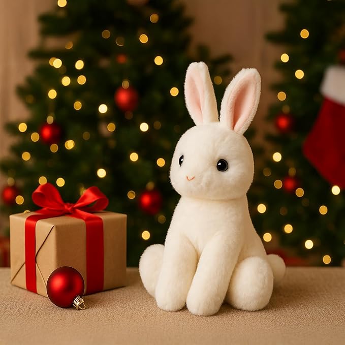 WEIGEDU Rabbit Bunny Stuffed Animals Plush Toys with Pink Ears for Kids Girls Boys Girls Babies Birthday Easter Christmas Bedtime Gifts, Off White