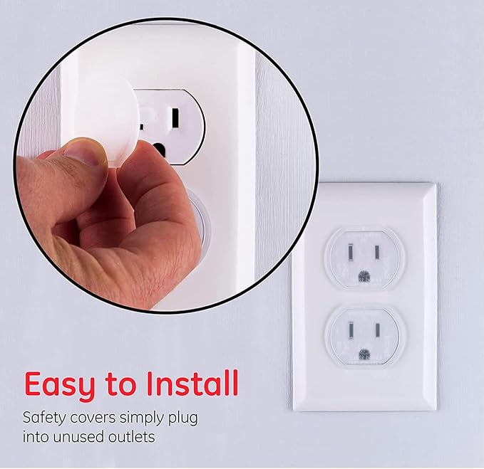 Power Gear Child Safety Electrical Outlet Covers, 8 Pack, Tamper‑Resistant Plug Protectors for Standard Wall Outlets, Baby‑Proof & Child‑Proof Safety Caps, Clear, 50271