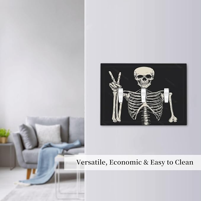 Decorative Switch Plates Skeleton Skull Boho Hippie Dark Background 3 Gang Wall Plate Triple Toggle Light Switch Cover Faceplate Electrical Wall Panels For Cabin Office Decor
