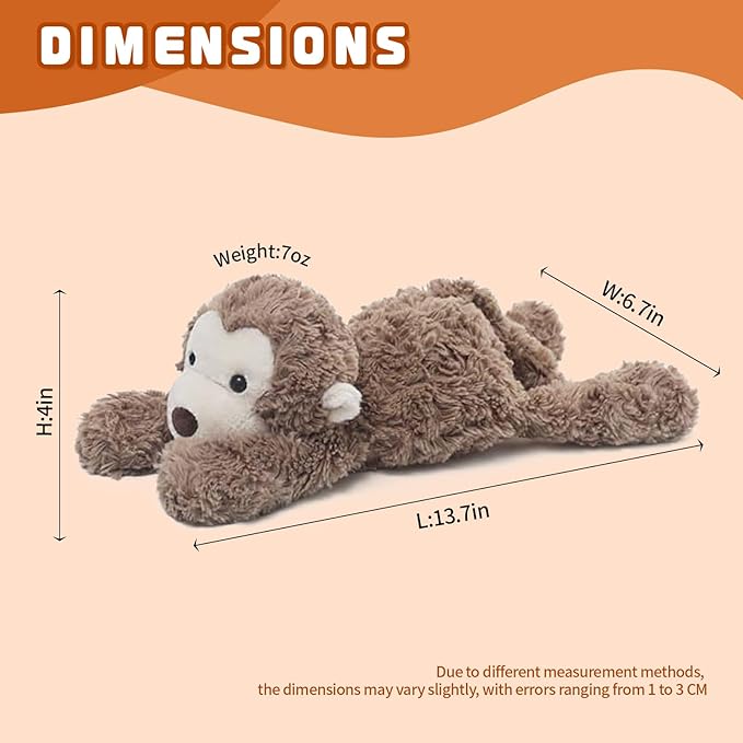 14" 7 OZ Monkey Cute Stuffed Animals,Sensory Comfort Plush Throw Pillow Toy,Monkey Plush Toys for Stress Relief, Kawaii Plushies Hugging Toy Stuffed Monkey Gifts for Kids & Adults.