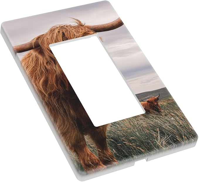 Highland Cow Single Rocker Switch Plate Highland Cattle Farm Animal Decorator Rocker Wall Plate 1 Gang Lightswitch Cover Home Decorative Office