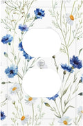 Decorative Outlet Covers Watercolor Daisy Blue Floral Vintage Plant 1 Gang Duplex Light Switch Cover Plate Electrical Switch plates WallPlates Socket Covers for Bedroom Home Decor