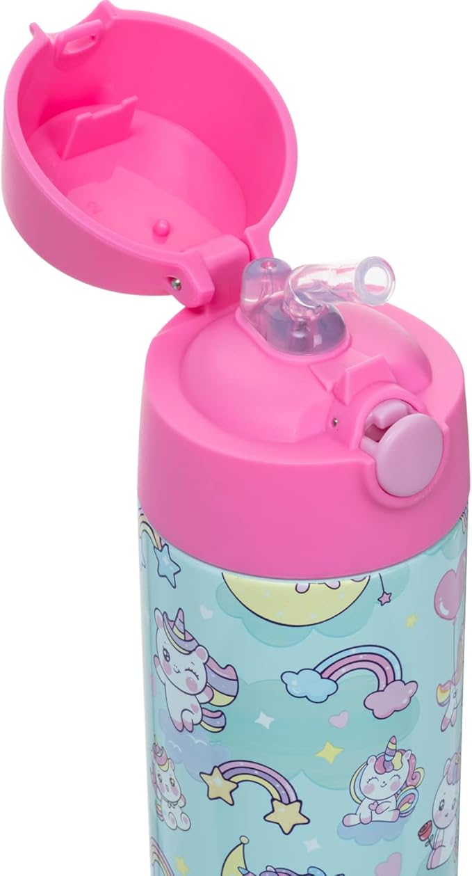 Snug Insulated Kids Water Bottle with Straw & Spout – Double-Wall Stainless Steel, Leakproof, Easy-Flip Lid – For School, Travel, Toddlers & Big Kids - Unicorns, 12oz