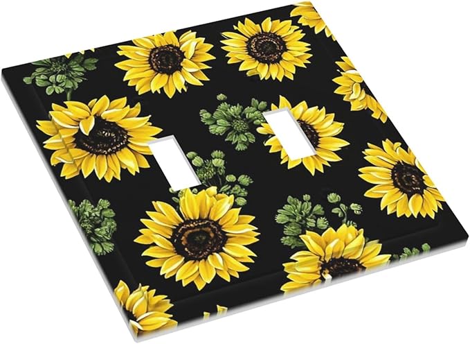 Decorative Switch Plates Floral Sunflower Plants Flowers 2 Gang Double Toggle Outlet Light Switch Cover Wall Plate Electrical Faceplate For Bed Room Farmhouse Decor
