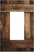 Brown Wooden Barn Door Old Wood Print Decorative Outlet Covers 1 Gang Single Rocker Light Switch Cover Plate Wall Plates GFCI Faceplate for Farmhouse Home Decor