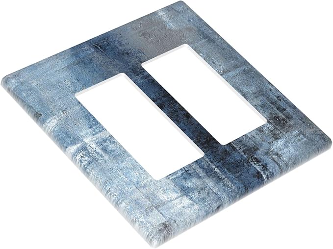 Outlet Covers Navy Blue Gray Abstract Ink Painting 1 Gang Duplex Light Switch Cover Plate Decorative Wall Plates Electrical Switchplate Receptacle for Bathroom Bedroom Decor（2 Pack）