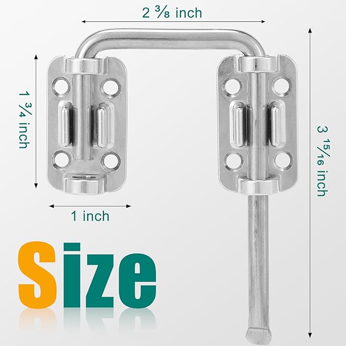 HBL' Sliding Glass Door Lock, Patio Sliding Door Child Lock & Loop Latch – Flexible for Uneven Doors, 2-3/8" Hardened Steel, Extra Home Security, Silver, 2 Pack