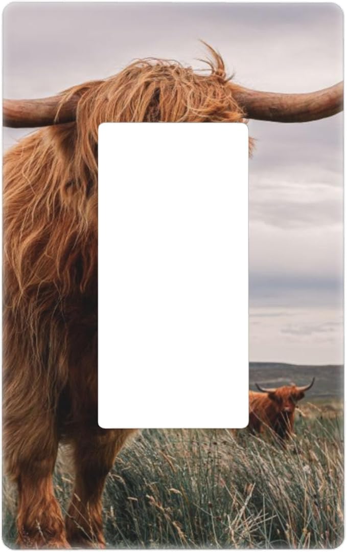 Highland Cow Single Rocker Switch Plate Highland Cattle Farm Animal Decorator Rocker Wall Plate 1 Gang Lightswitch Cover Home Decorative Office