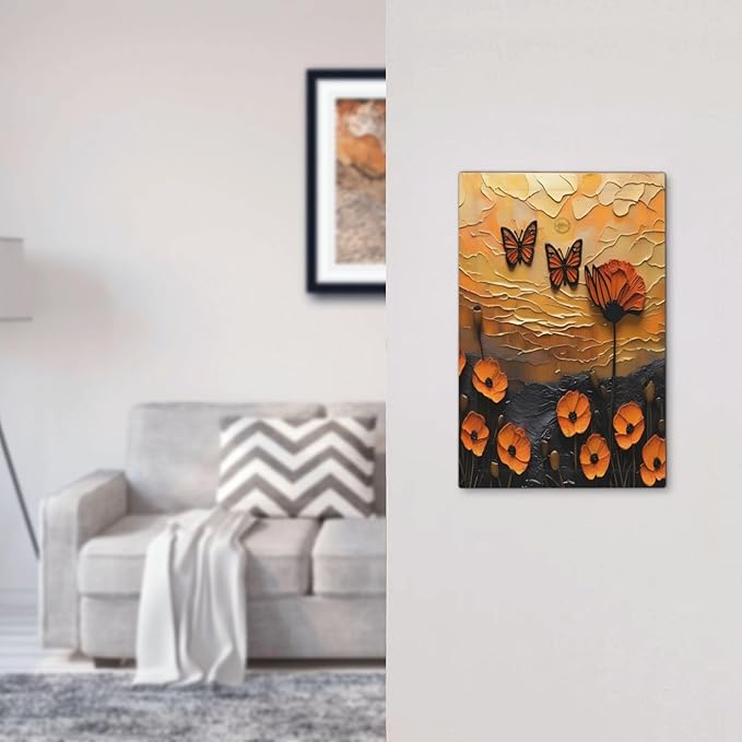Oil Painting Flower Sunset Butterfly Vintage Rustic Floral Light Switch Cover Plate 1 Gang No Device Blank Electrical Wall Plates Faceplate Decorative Switch Plate Covers for Bedroom Living Room Decor