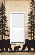 Cabin Bear Woodland 1-Gang Rocker Wall Plate, Rustic Brown Bear Switch Plate for Cabin, Lodge, Farmhouse & Bedroom