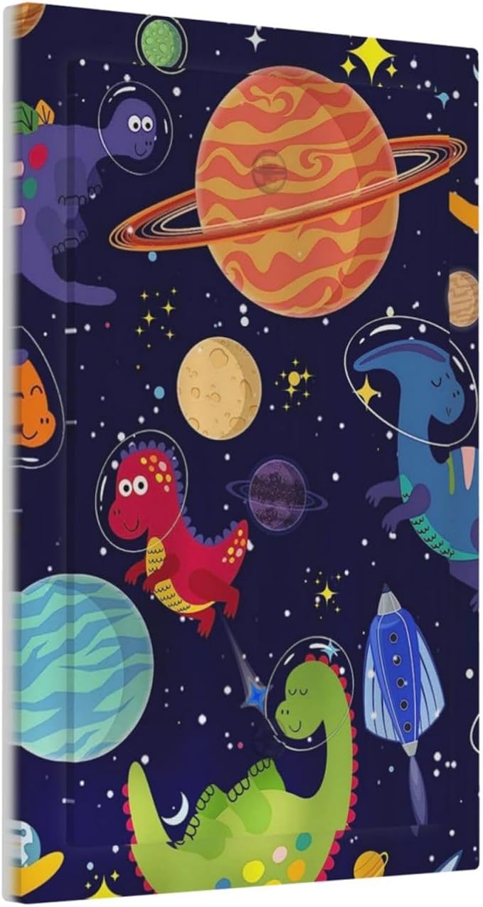 Galaxy Starry Astronaut Dinosaur 1 Gang No Device Wall Plate Decorative Blank Light Switch Cover Switchplate Electrical Faceplate for Bathroom Home Bedroom Art Decor