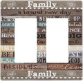 Country Farm Family Quote Wood 2 Gang Double GFCI Rocker Rocker/Decorator Light Switch Cover Decorative Outlet Wall Plate Electrical Faceplate Screwless
