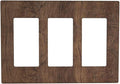 Light Switch Covers Rustic Vintage Wood Grain Brown 3 Gang Rocker Electrical GFCI Decorative Triple Outlet Wall Plate Cover Switchplate for Farmhouse Cabin Decor