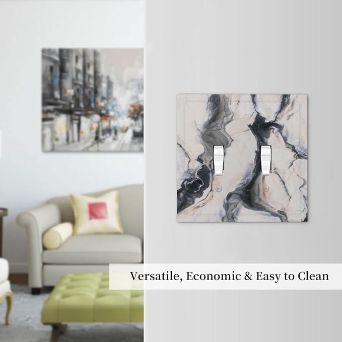 Abstract Marble Textured Modern Luxury Print Decorative Switch Plates 2 Gang Double Toggle Outlet Light Switch Cover Wall Plate Electrical Faceplate for Bathroom Kitchen Decor