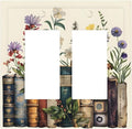 Plant Floral Books Colorful Flower Decorative Outlet Covers 2 Gang Double GFCI Rocker Electrical Wall Panels Light Switch Cover Plate for Kids Room Bedroom Decor