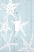 Beach Starfish Vintage Wood Rustic Country Ocean Decorative Light Switch Cover 1 Gang Single Toggle Device Electrical Faceplate Switchplates Decorator Outlet Wall Plate for Farmhouse Kids Room Decor