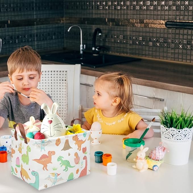 Rectangular Easter Dinosaur Basket,Waterproof kids toy storage box bedroom,Dinosaur Storage Box,kids laundry Basket,Easter Room Decor,Nursery Hamper,Gift Baskets(Dinosaur)
