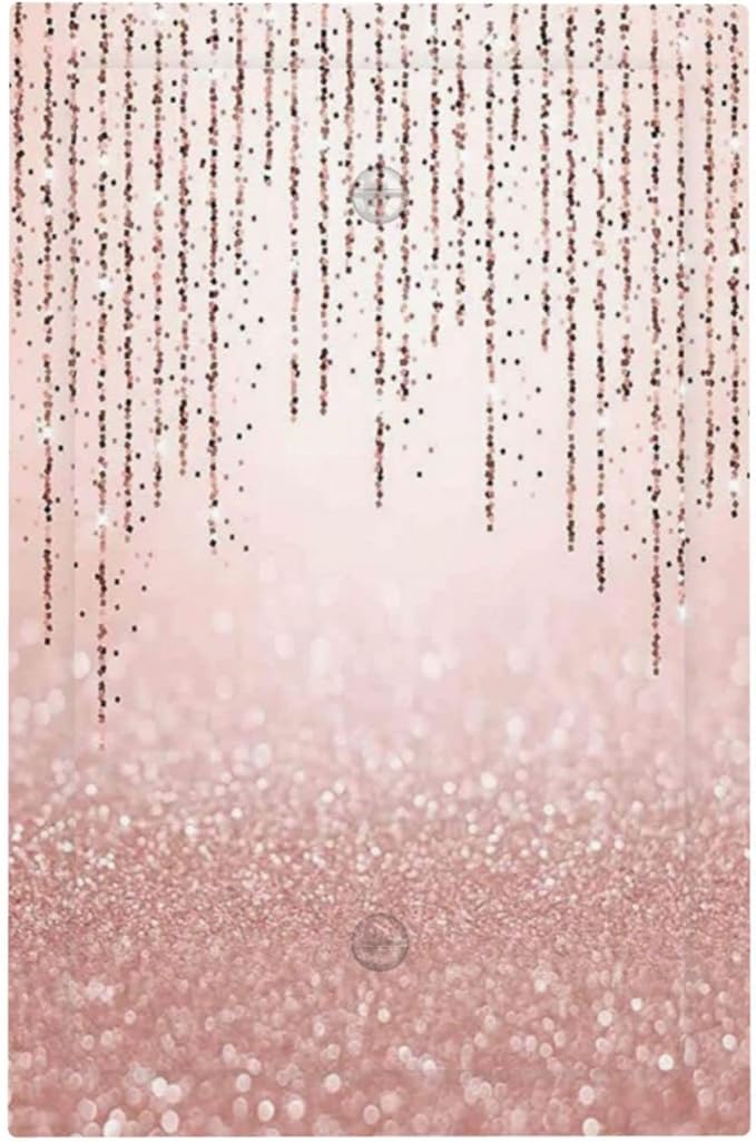 Pink Glittery Bling 1 Gang Light Switch Cover No Decive Blank Wall Plate Decorative for Teen Kids Boys Bathroom Home Bedroom Art Panel Decorate 5" x 3