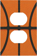 Vintage Basketball Texture Duplex Wall Plate - 1-Gang Standard US Size Sports Themed Kids Room Design Outlet Covers for Boy's Bedroom Decor