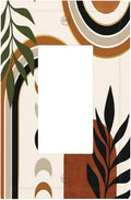 Boho Mid Century Arch Plant Leaves Sun Moon Decorative Outlet Covers 1 Gang Single Rocker Light Switch Cover Plate Wall Plates GFCI Faceplate for Bedroom Living Room Decor