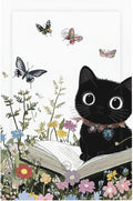 Light Switch Cover Plate Cute Cat Wildflowers Boho Flowers Floral 1 Gang No Device Blank Electrical Wall Plates Faceplate Decorative Switch Plate For Nursery Kids Room Decor