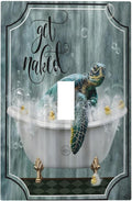 Teal Green Sea Turtle Funny Ocean Vintage Tortoise Beach Theme Decorative Light Switch Cover 1 Gang Single Toggle Device Electrical Faceplate Switchplates Decorator Outlet Wall Plate for Bathroom