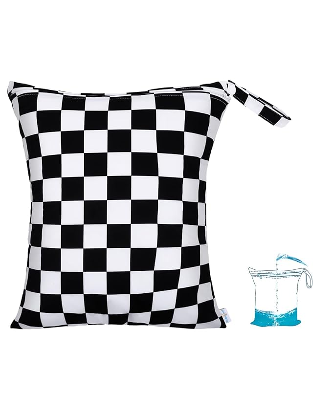 babygoal Waterproof Wet Dry Bag for Swimsuits,Travel, Food Storage, Stroller, Daycare, Baby Diapers, Yoga, Beach, Pool, Wet Clothes-Black Lattice