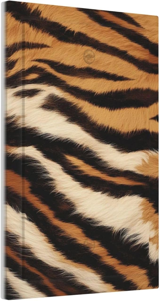 Tiger Texture Wild Animal Skin Pattern Print Light Switch Cover Plate 1 Gang No Device Blank Electrical Wall Plates Faceplate Decorative Switch Plate Covers for Kids Room Office Decor
