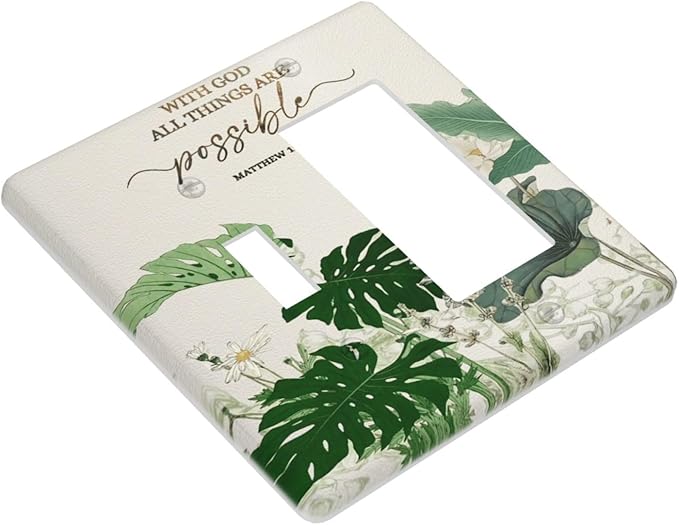 Decorative Outlet Covers Boho Green Monstera Leaf Inspirational Quotes 2 Gang Light Switch Cover Plate Single Toggle 1 Rocker Wall Plates for Electrical Switch Plate Covers for Home Decor