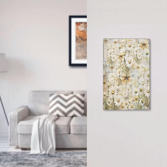 Vintage Letter Paper Wildflowers Dragonfly Daisy Floral Light Switch Cover Plate 1 Gang No Device Blank Electrical Wall Plates Faceplate Decorative Switch Plate Covers for Farmhouse Bedroom Decor