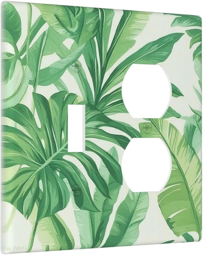 Wallplates Tropical Palm Tree Leaf Green Plant 1 Toggle 1 Duplex Switch Plate Electrical Gfci Faceplate Decorative Light Switch Covers For Bed Room Living Room Decor