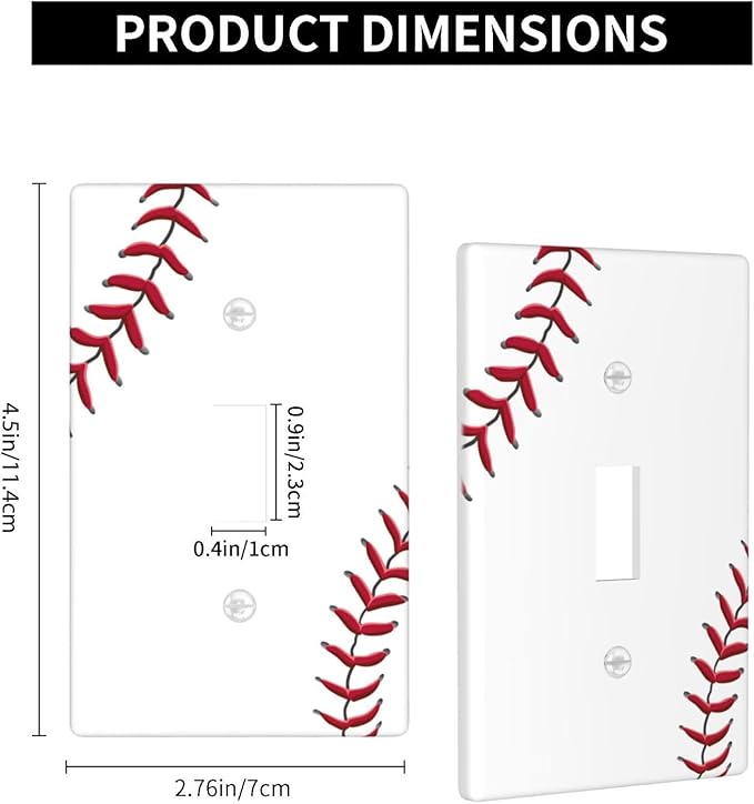 Baseball Light Switch Cover Plates Decorative Single Toggle Wall Plate, 1 Gang Lightswitch Cover