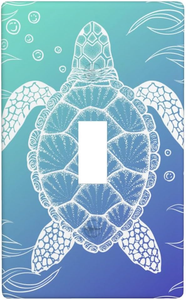 Sea Turtle Ocean 1-Gang Toggle Light Switch Plate, Blue Coastal Wall Plate for Bathroom, Beach House & Coastal Home