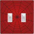Red Spider Web 2-Gang Double Toggle Switch Plate, Hero Theme Cartoon Wall Plate for Boys Room, Game Room & Man Cave