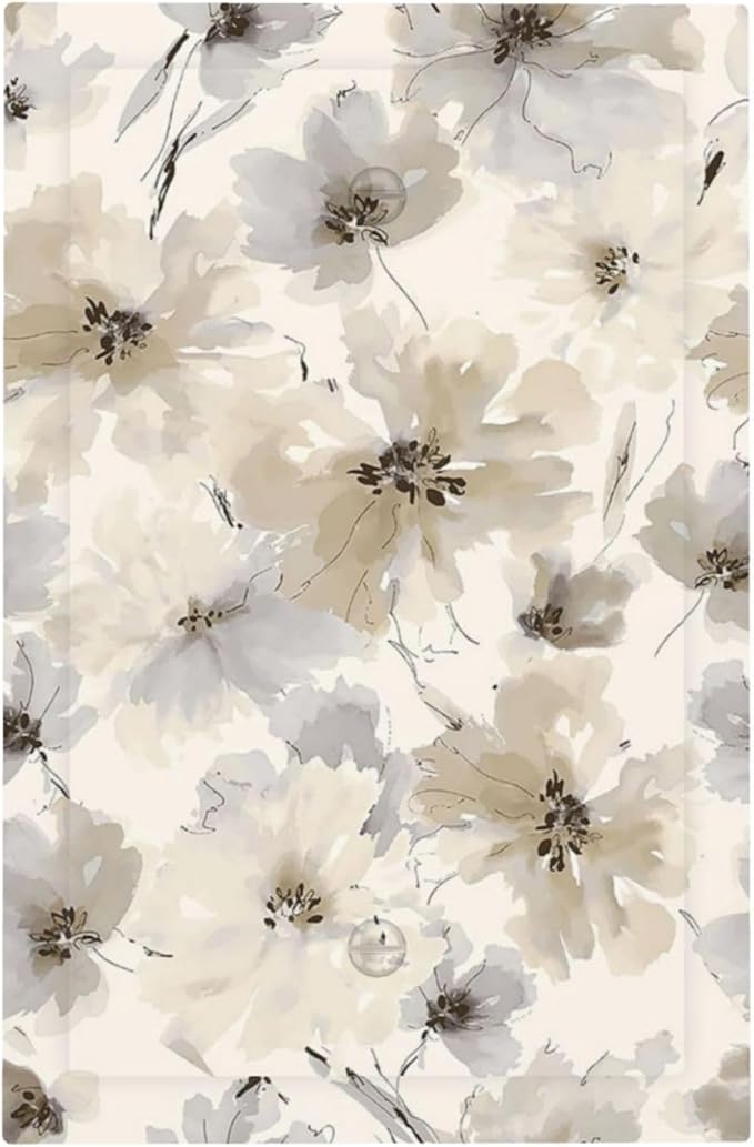 Light Switch Cover Plate Beige Flower Watercolor Flower 1 Gang No Device Blank Wall Plate Decorative Switch Plate Covers Electrical Outlet Cover for Bedroom Home Decor